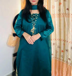 45% Off Emerald 3 Piece Stitched Cotton Lawn Embroidered Dress