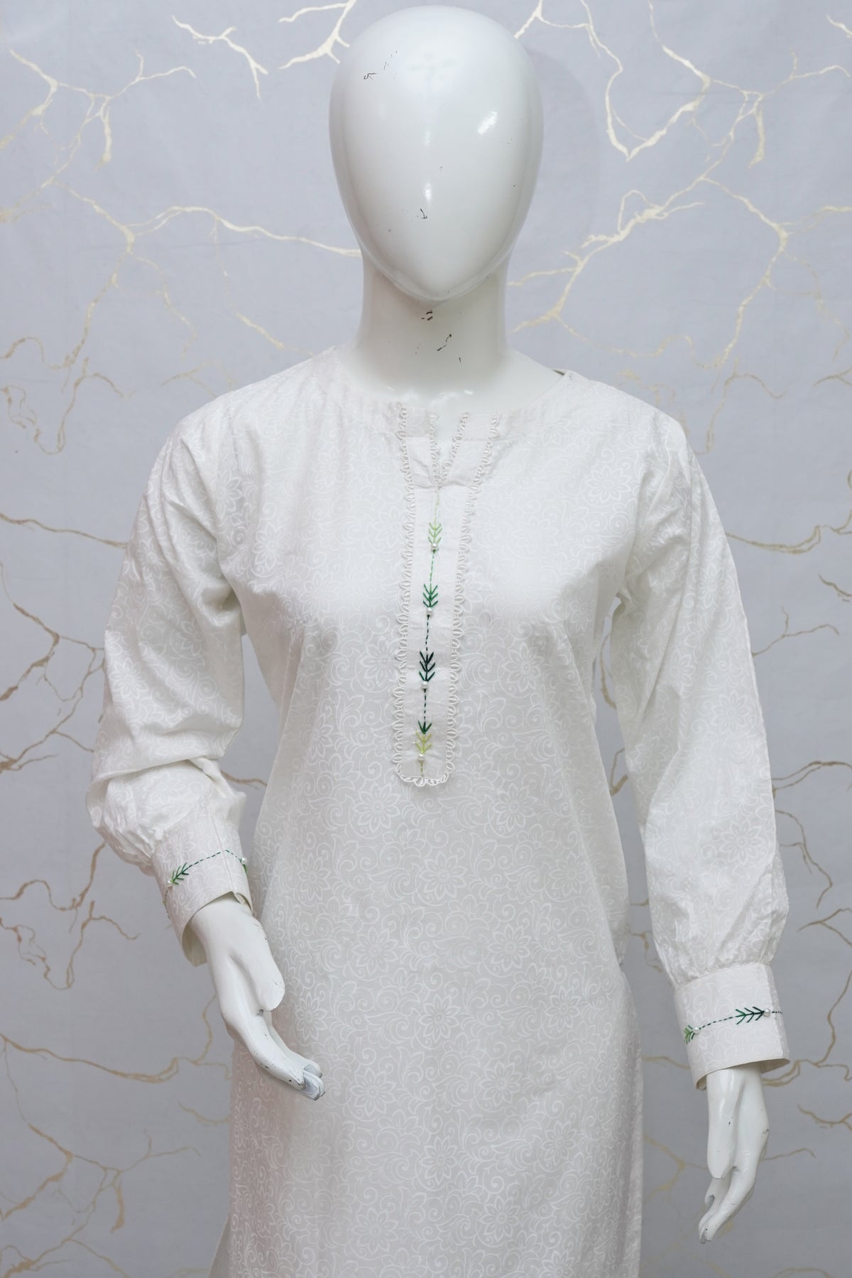 45% Off Nafasat Solid Hand Embroidered Cotton Stitched 2 Piece
