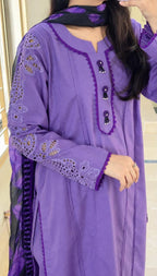 39% Off Elora 3 Piece Stitched Premium Cotton Lawn Embroidered Dress