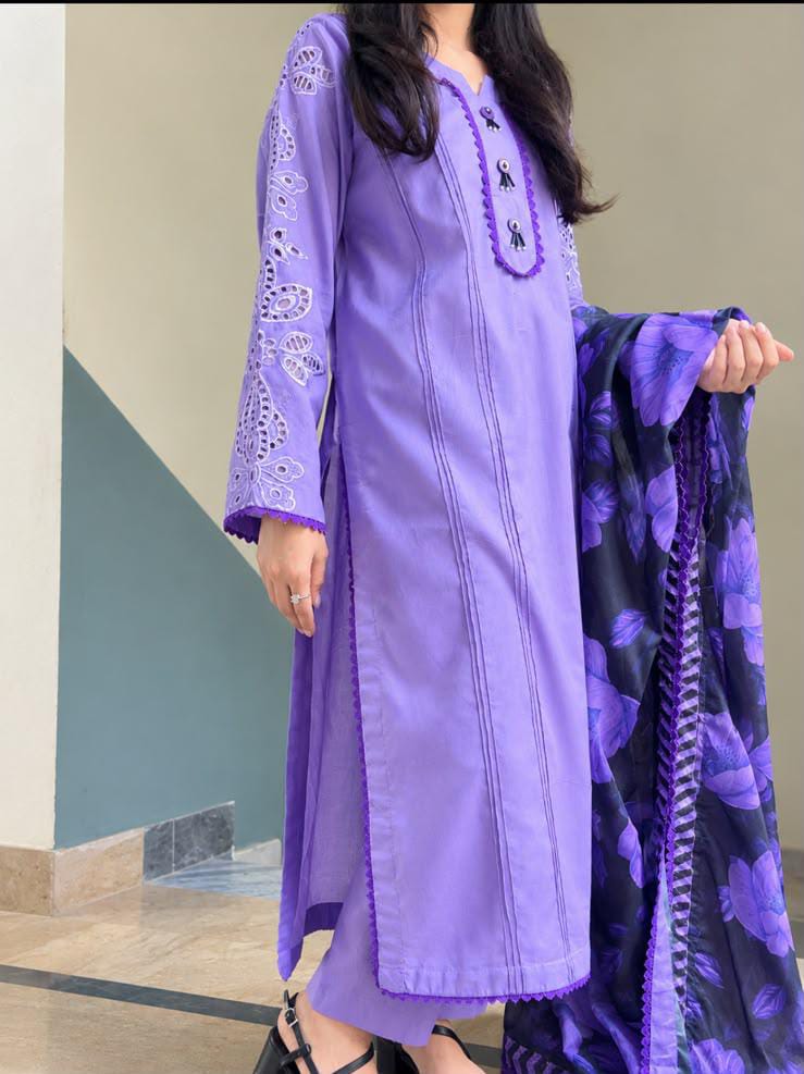 39% Off Elora 3 Piece Stitched Premium Cotton Lawn Embroidered Dress