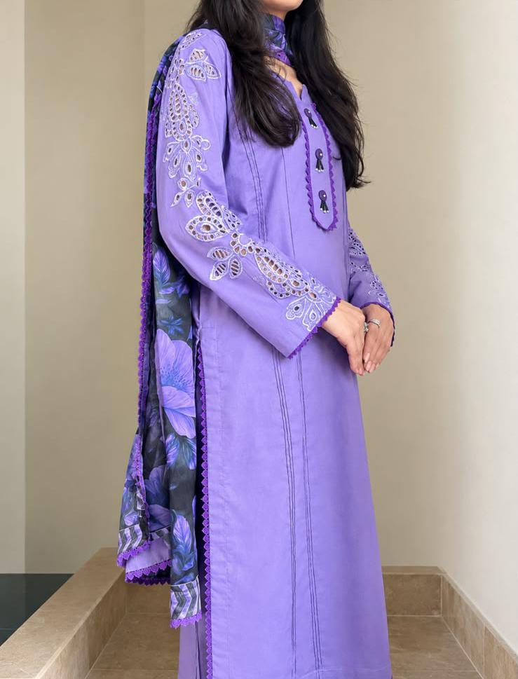 39% Off Elora 3 Piece Stitched Premium Cotton Lawn Embroidered Dress