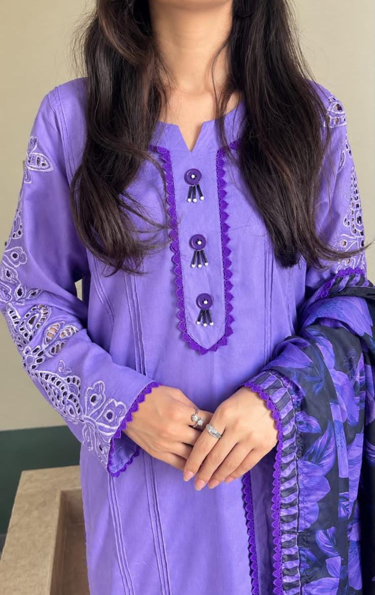 39% Off Elora 3 Piece Stitched Premium Cotton Lawn Embroidered Dress