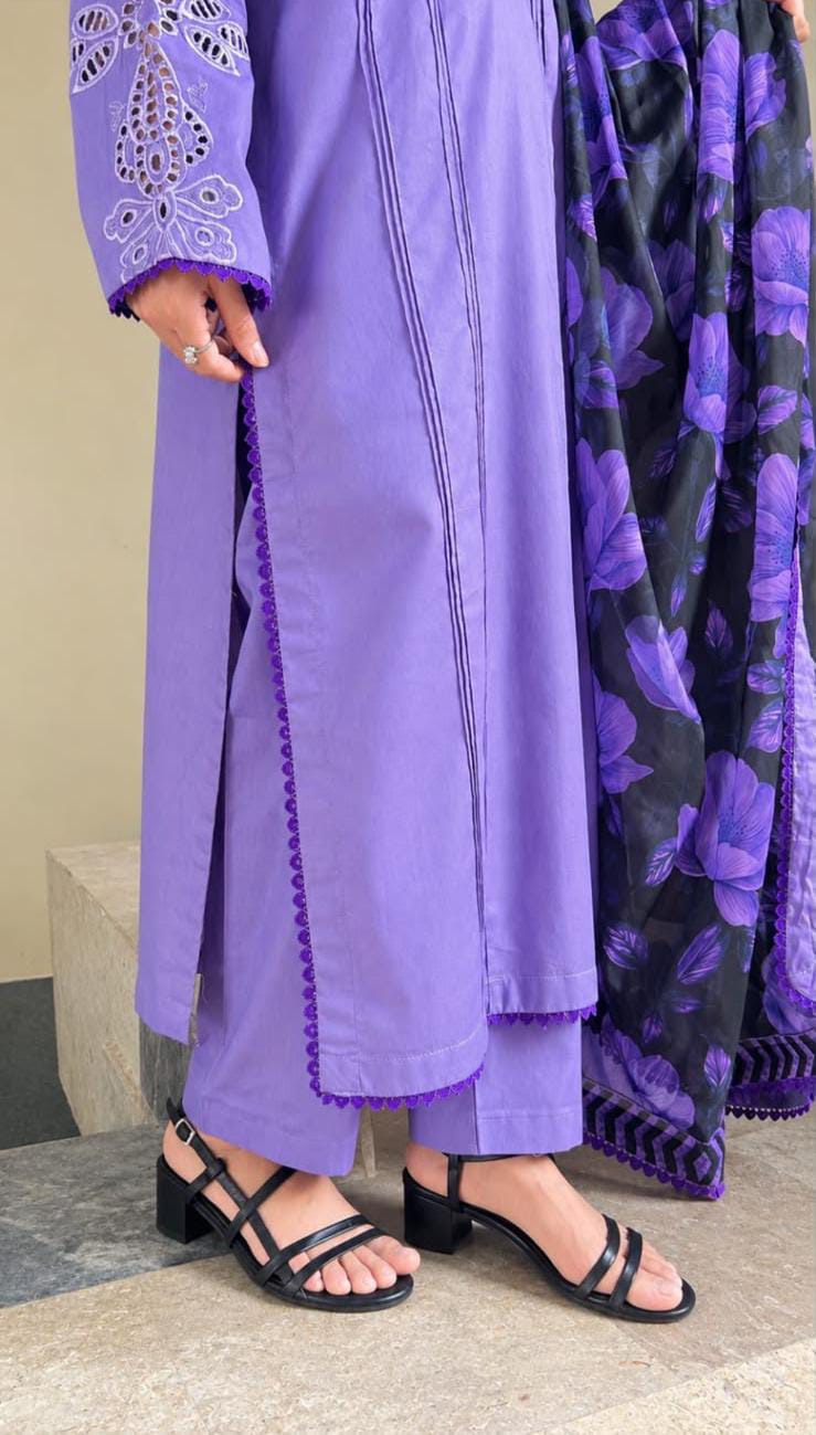 39% Off Elora 3 Piece Stitched Premium Cotton Lawn Embroidered Dress
