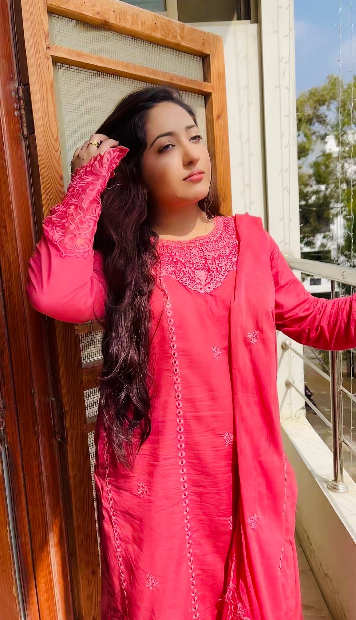 40% Off Rossette- Coral Pink 3 Piece Premium Cotton Lawn Embroidered Dress