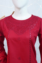 Rossette- Ruby Red 3 pcs Lawn Cotton Embroidered Dress