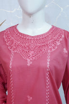 Rossette- Coral Pink 3 pcs Lawn Cotton Embroidered Dress