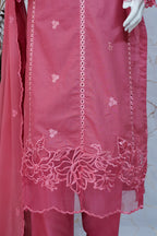 Rossette- Coral Pink 3 pcs Lawn Cotton Embroidered Dress