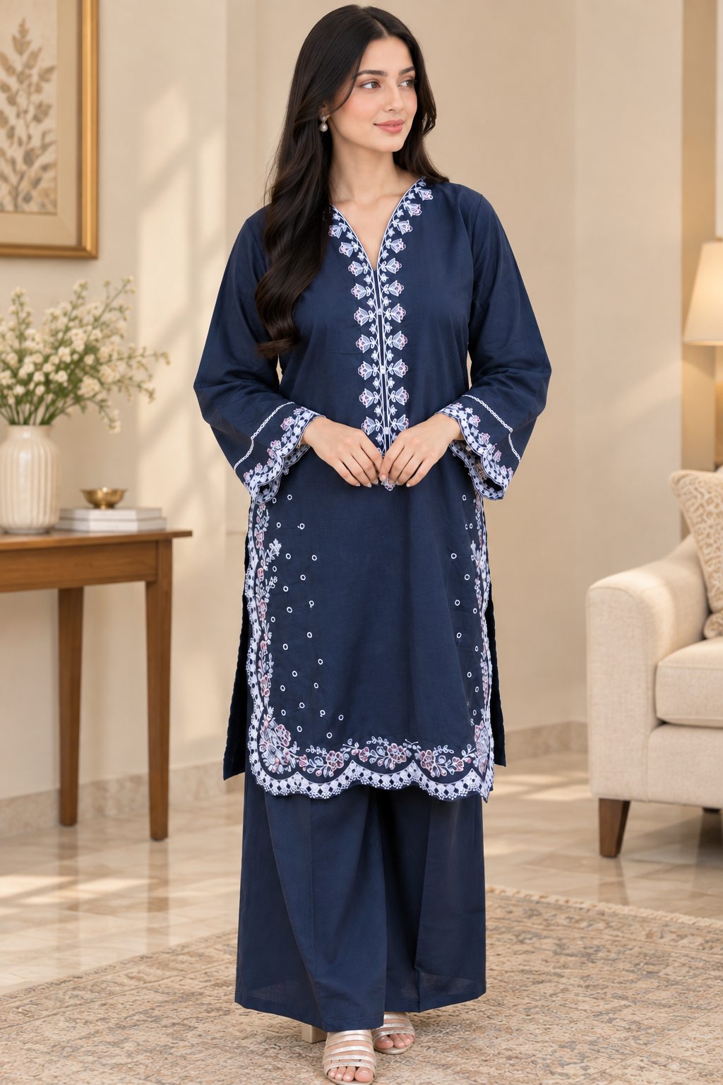 45% Off Bluebell 2 Piece Stitched Premium Lawn Embroidered Dress