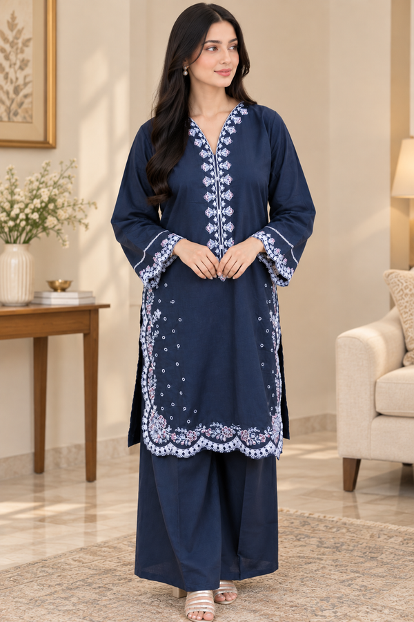 45% Off Bluebell 2 Piece Stitched Premium Lawn Embroidered Dress
