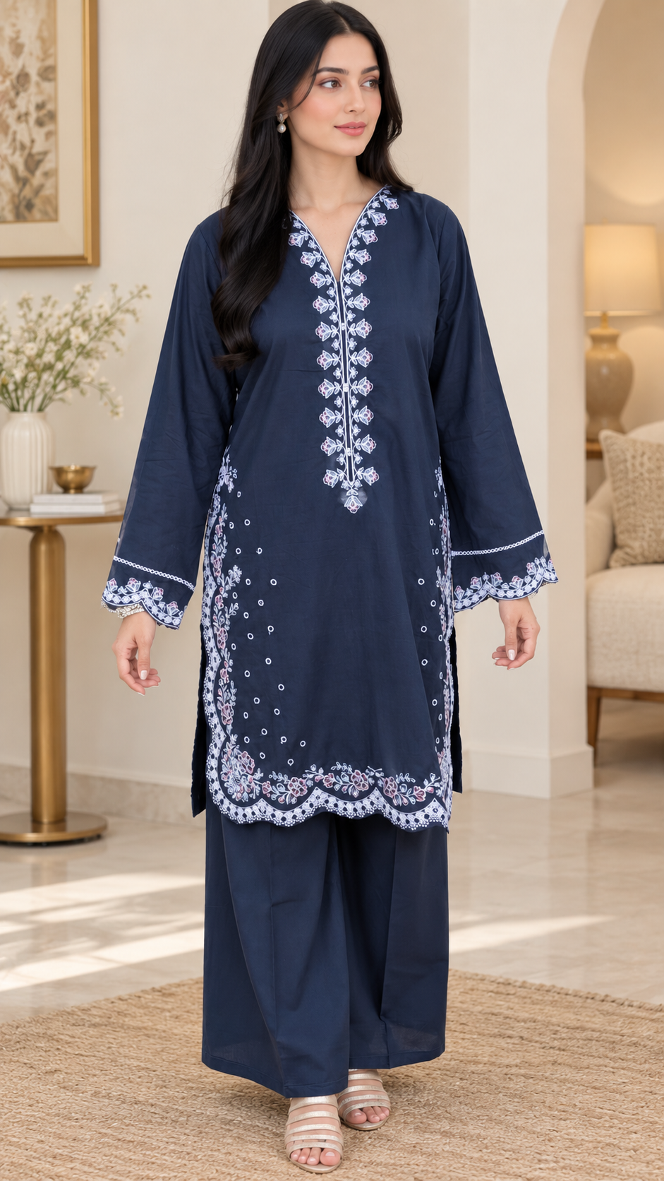 45% Off Bluebell 2 Piece Stitched Premium Lawn Embroidered Dress