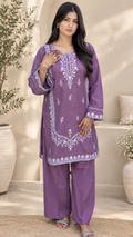 40% Off Lilac 2 Piece Stitched Premium Lawn Embroidered Dress