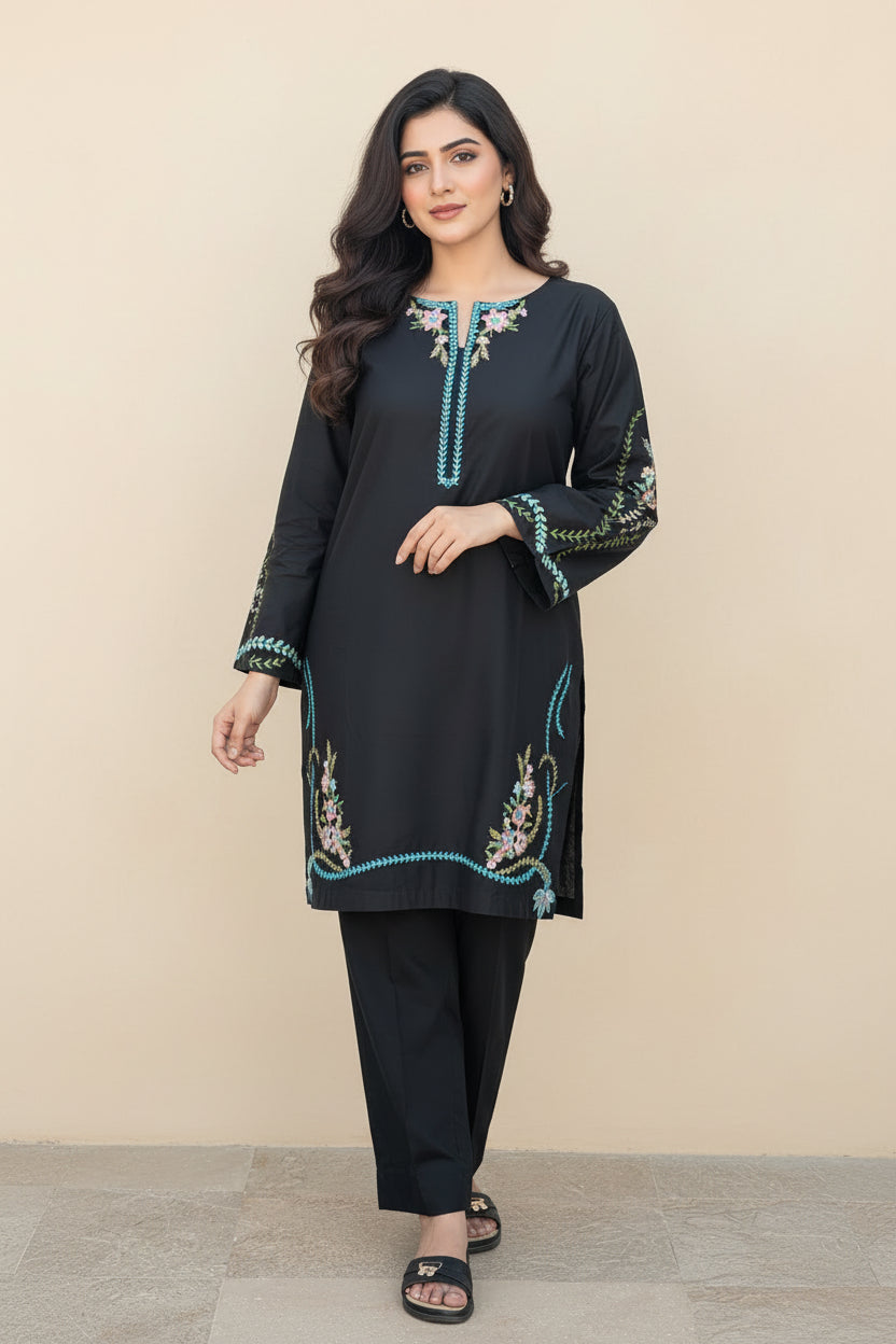 45% Off Midnight 3 Piece Stitched Premium Lawn Embroidered Dress