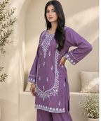 40% Off Lilac 2 Piece Stitched Premium Lawn Embroidered Dress